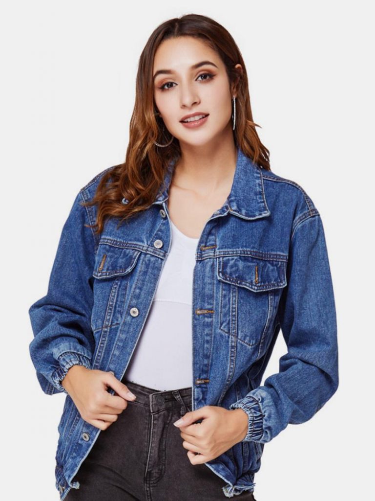womens casual clothing shestar wholesale flap pocket button down denim jacket