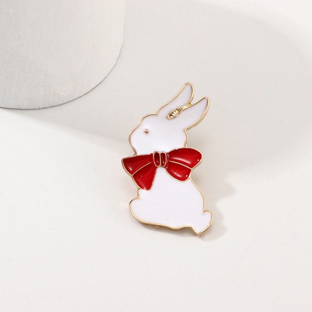 Cute Rabbit Dripping Alloy Brooch